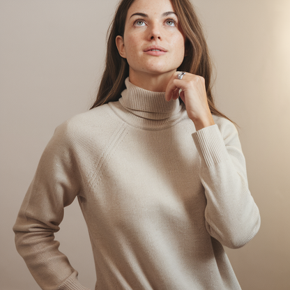 Pull Femme Laine Miel à Col Roulé Doux - LuxeStyle