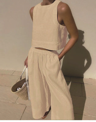 Tenue Élégante Femme en Lin - Ensemble Haut et Pantalon