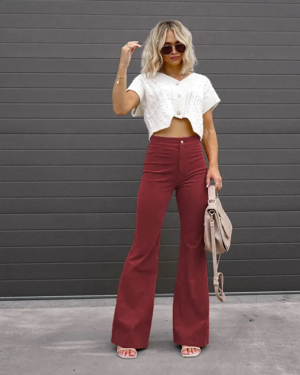 Pantalon Large en Velours Doux pour Femmes Mode