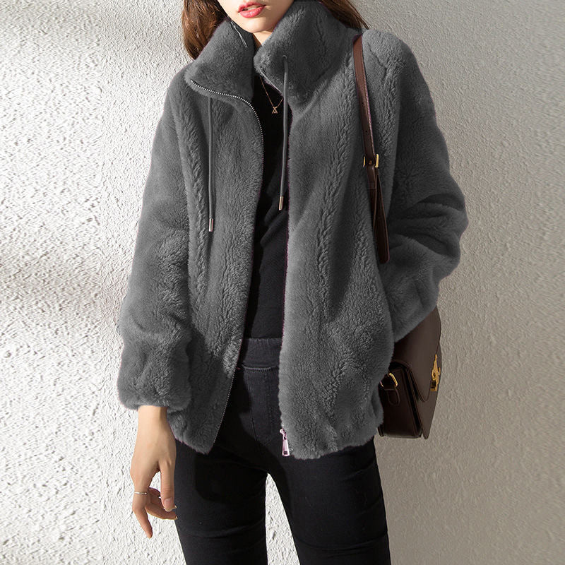 Veste Hiver Féminine avec Capuchon et Fermeture Éclair