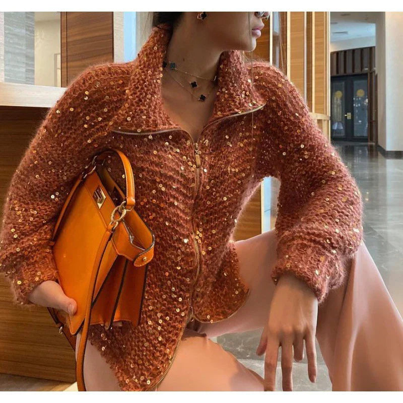 Gilet Femme Chic Pailleté Élégant