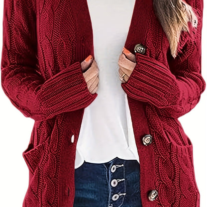 Gilet Femme Élégant – Cardigan Douillet à Câble avec Fermeture et Coupe Tendance