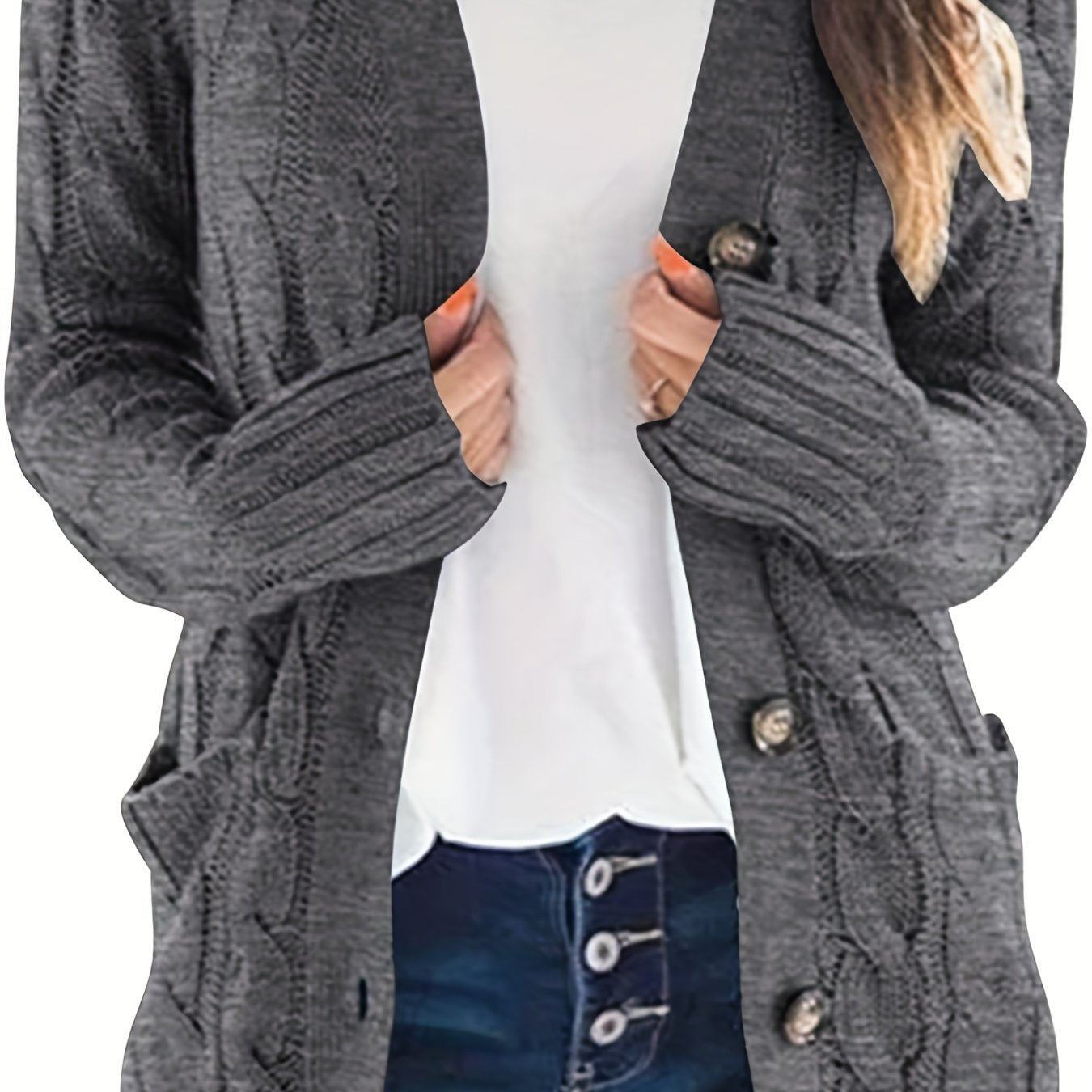 Gilet Femme Élégant – Cardigan Douillet à Câble avec Fermeture et Coupe Tendance