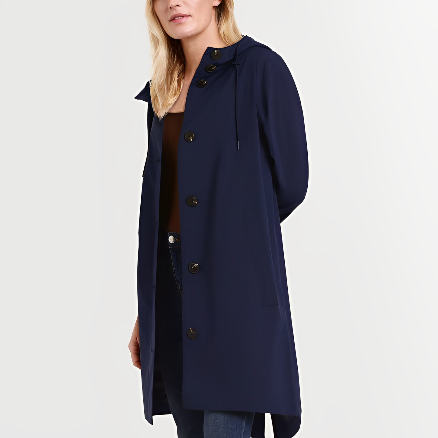 Manteau de pluie turquoise femme à capuche