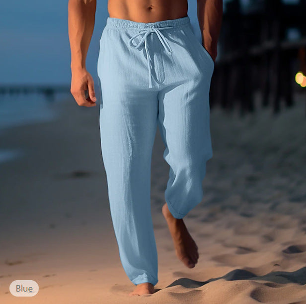Pantalon Homme Plage Lin Clair Décontracté