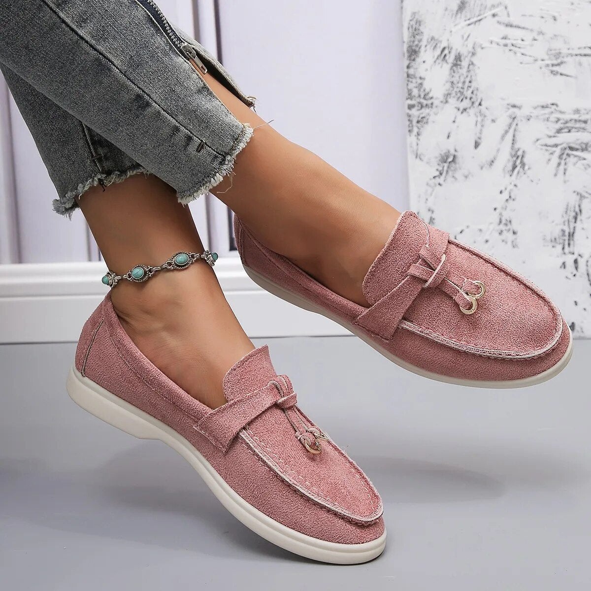 Mocassins Femme Blanches Brodées Élégantes