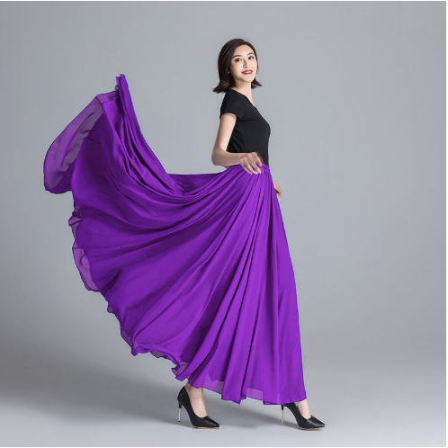 Jupe maxi soleil en voile léger pour femme