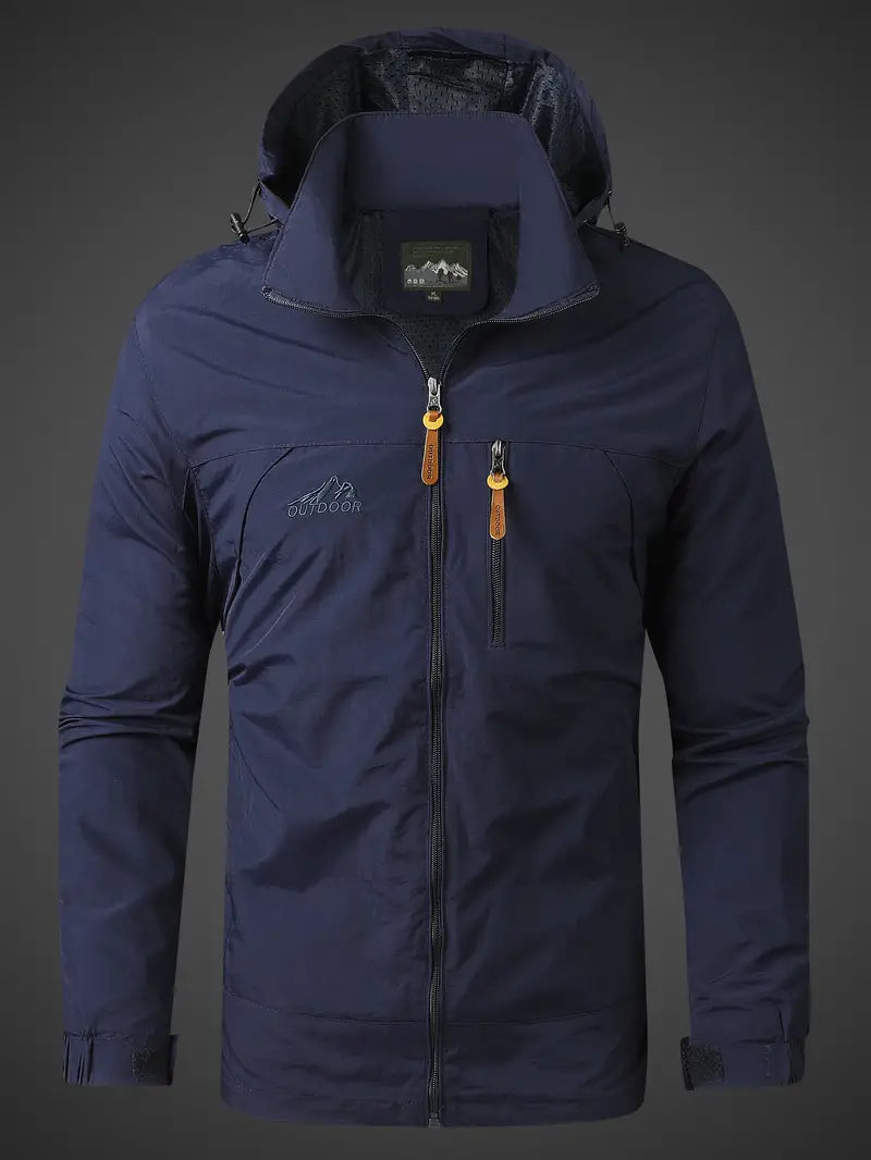 Veste étanche à capuche homme, couleur olive