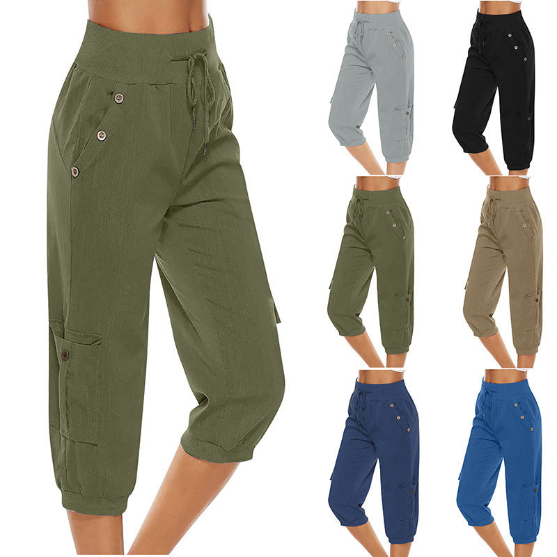 Pantalon court femme confortable avec poches élastiques - LuxeStyle