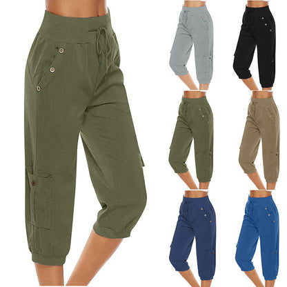 Pantalon court femme confortable avec poches élastiques - LuxeStyle