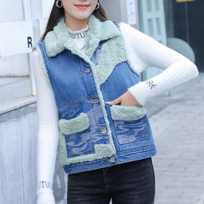 ELEANOR - Gilet en Jean d'Hiver Élégant pour Femmes
