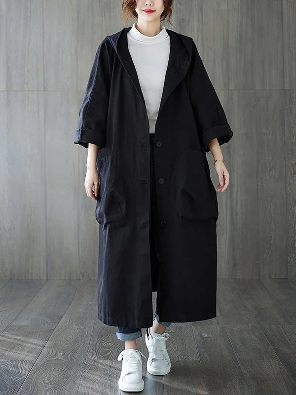 Imperméable Femme Élégant - Veste Longue Capuche pour Pluie