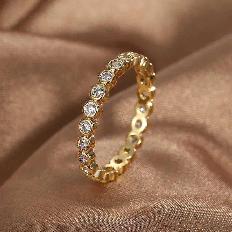 Bague Élégante Anneau Pierre Ronde Brillant - LuxeStyle