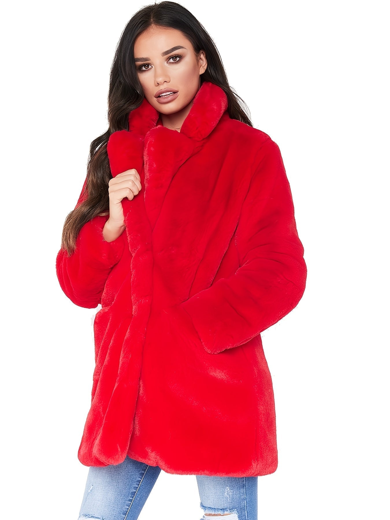 Manteau Femme Hiver Longueur Mi-Long avec Poches et Fermeture Discrète
