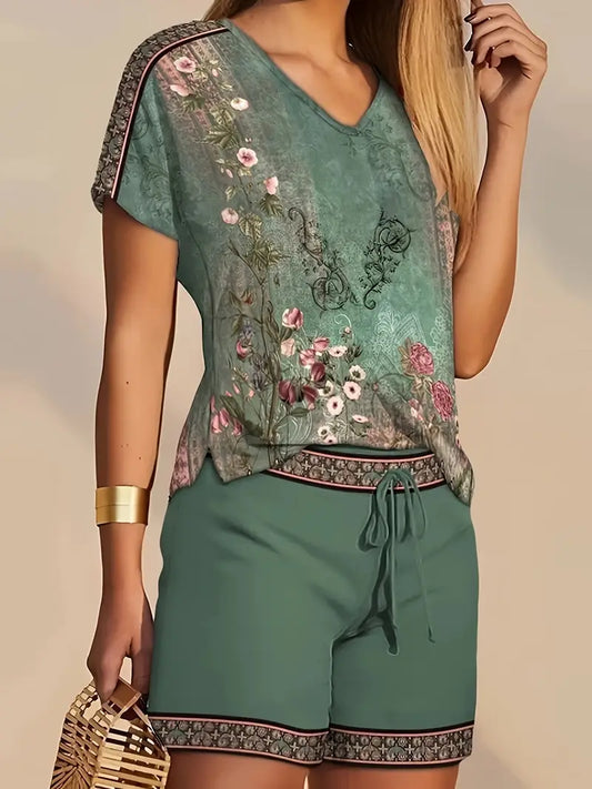 Ensemble Été Femme - Set Décontracté avec Short & Top Floral pour Look Plage Chic - LuxeStyle