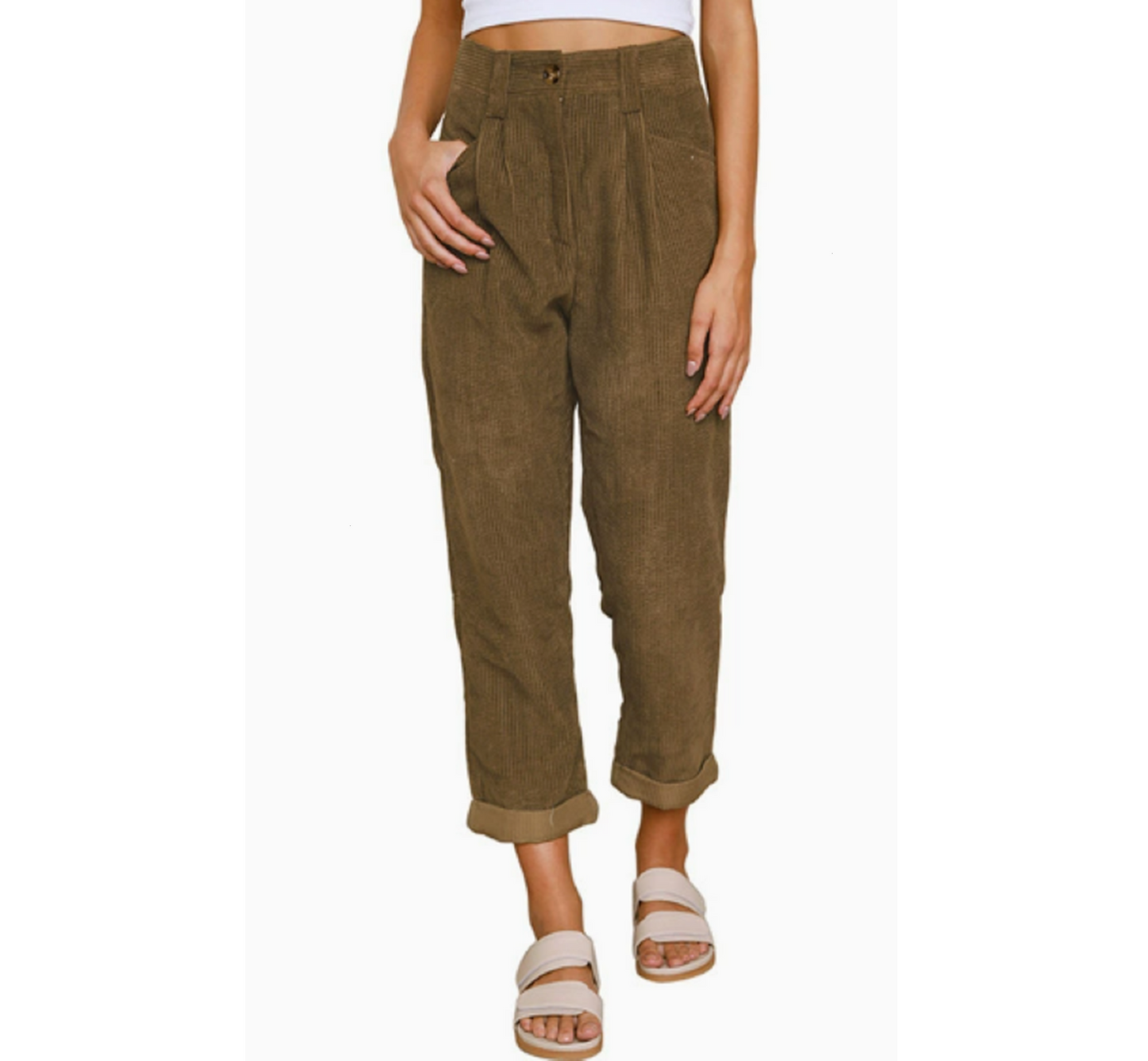 Pantalon Velours Confort Femme Bureau