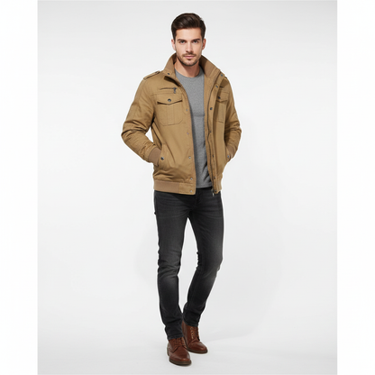 Blouson Aviateur Élégant Homme – Veste Hiver Doublée Polaire & Col Roulé - LuxeStyle