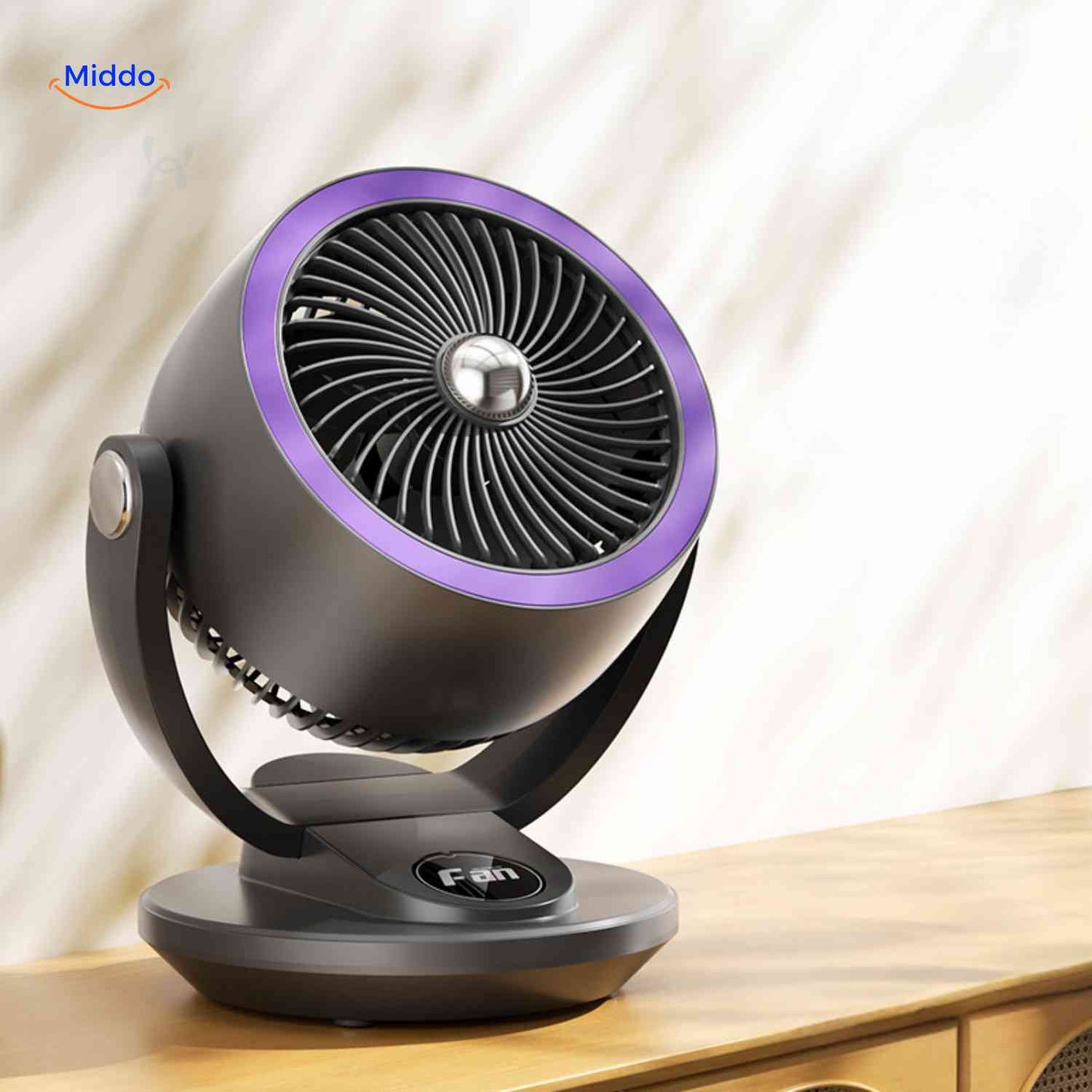 Ventilateur de Bureau Compact Noir Violet - LuxeStyle