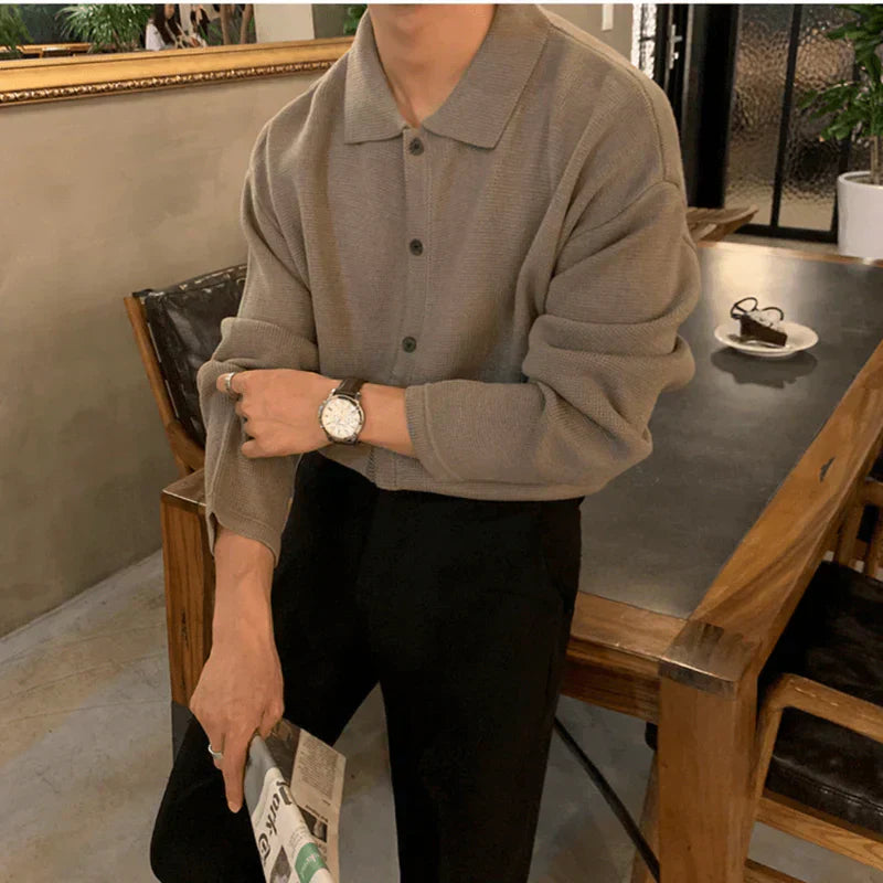 Chemise Homme Manches Longues Col Rond pour Travailler - LuxeStyle