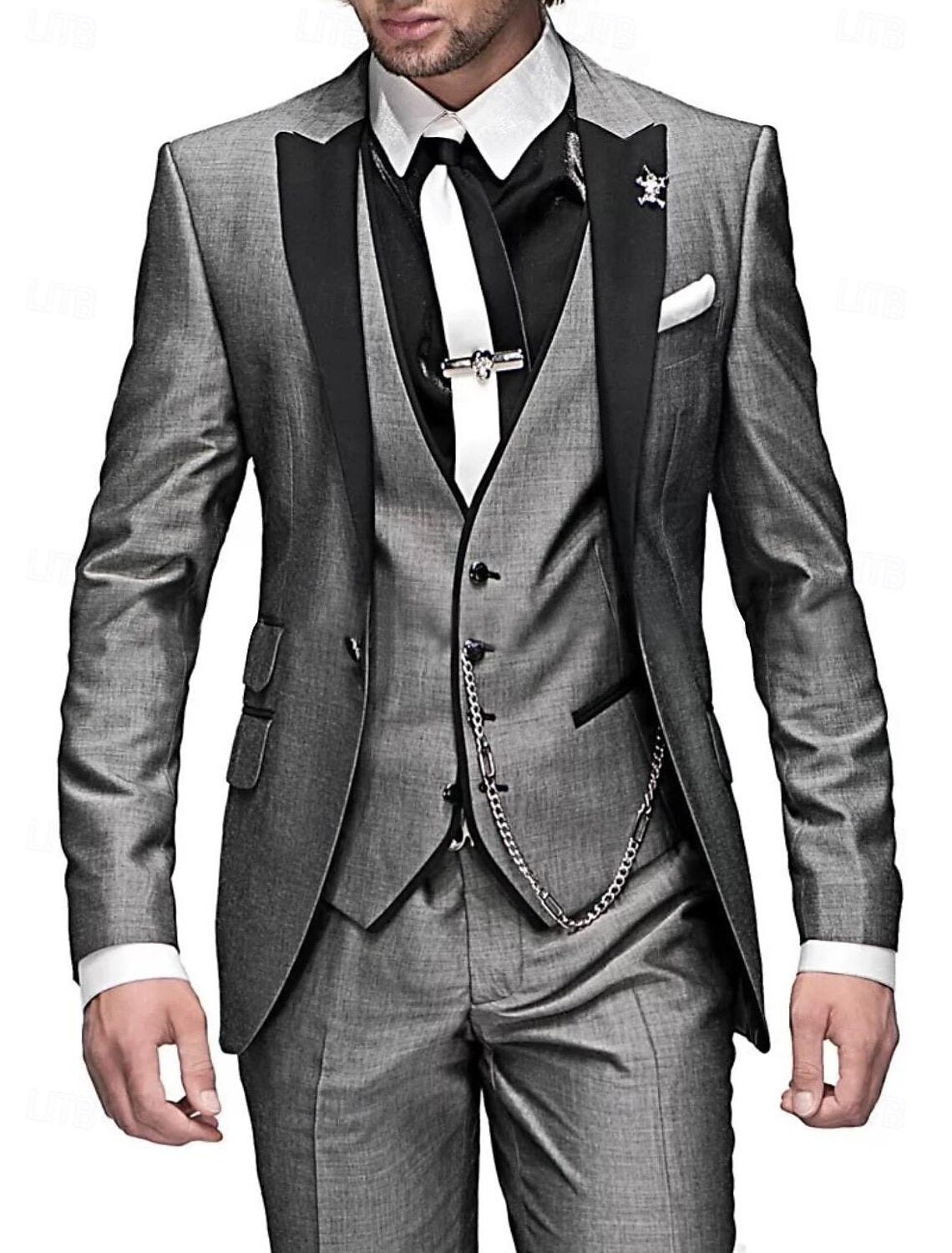 Costume Homme Élégant Noir avec Gilet et Nœud Papillon
