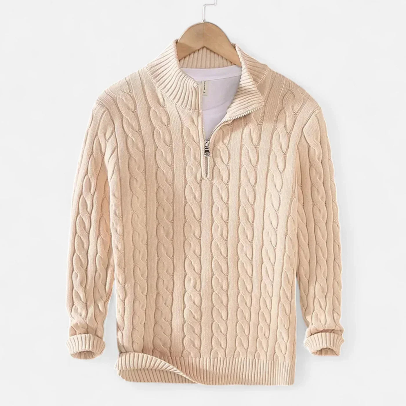 Pull Col Roulé Zippé Homme – Maille Douce Épaisse & Coupe Dégagée Chic
