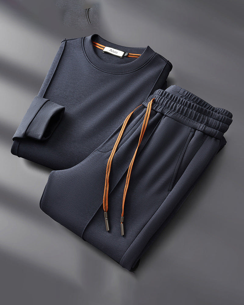 Costume Décontracté Homme Col Rond Pantalon Chino
