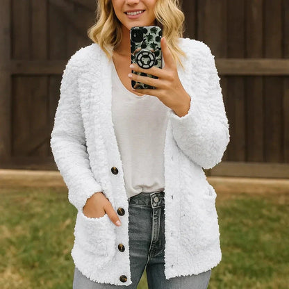 Veste Plush Féminine – Gilet Douillet Confort avec Poches