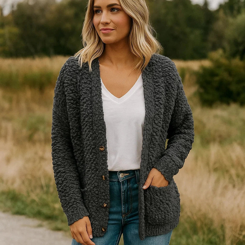 Veste Plush Féminine – Gilet Douillet Confort avec Poches