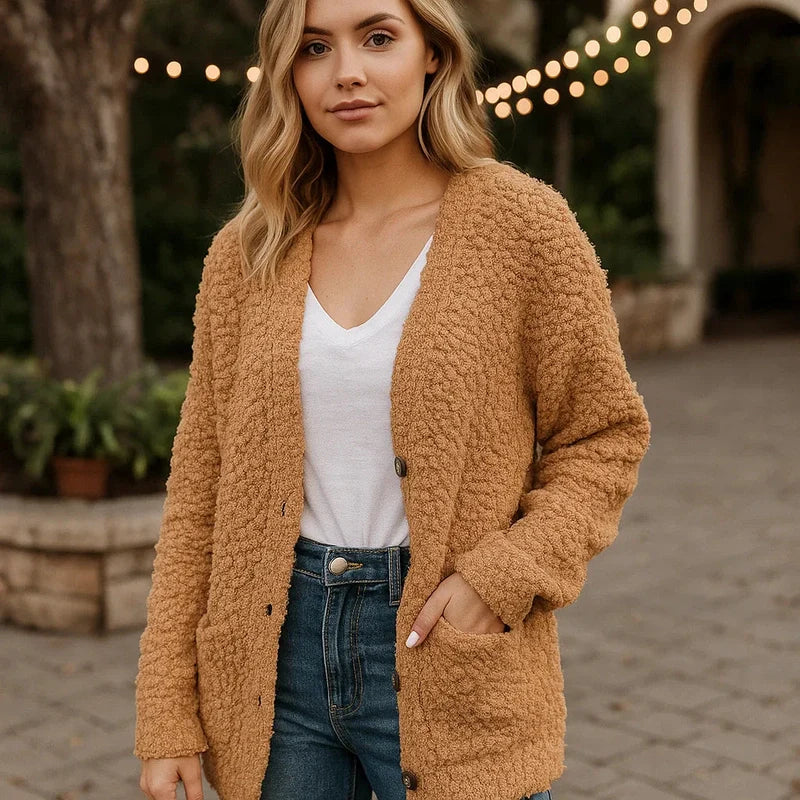 Veste Plush Féminine – Gilet Douillet Confort avec Poches