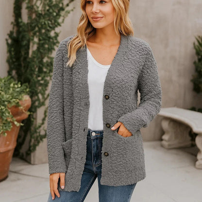 Veste Plush Féminine – Gilet Douillet Confort avec Poches