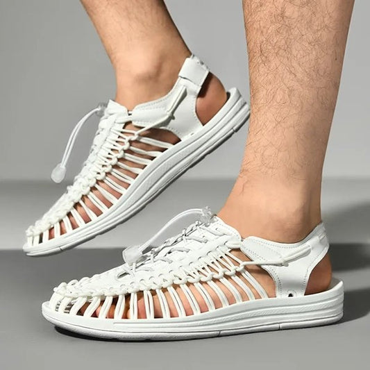 Sandales Homme Tressées Blanc Néon - LuxeStyle