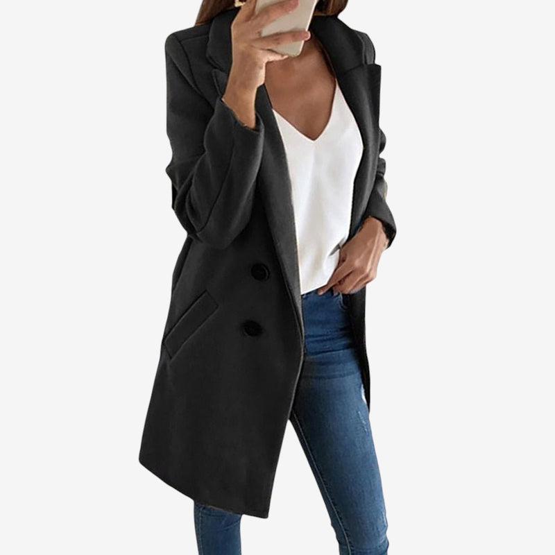Manteau femme élégant avec poches et col classique - LuxeStyle
