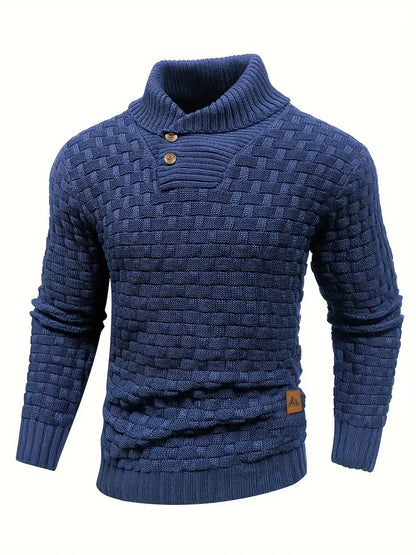 Pull en tricot torsadé marine pour homme élégant