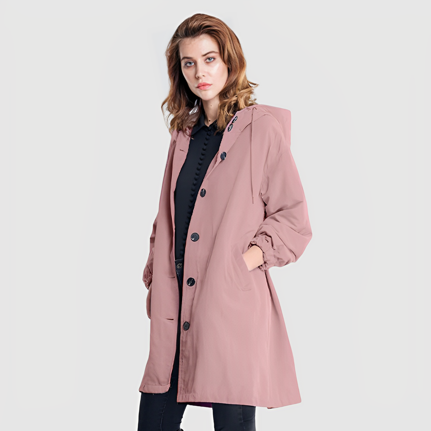 Manteau de pluie turquoise femme à capuche