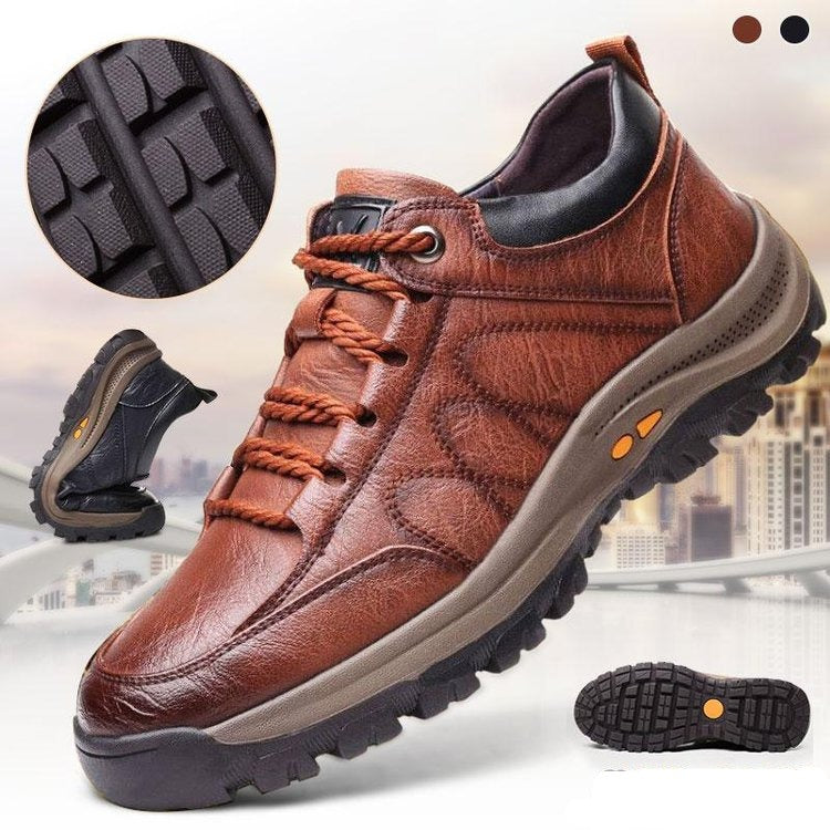 Chaussure de marche cuir brun homme - LuxeStyle