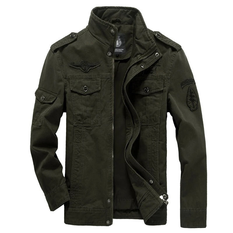 Veste Militaire Élégante avec Fermeture Éclair et Poches