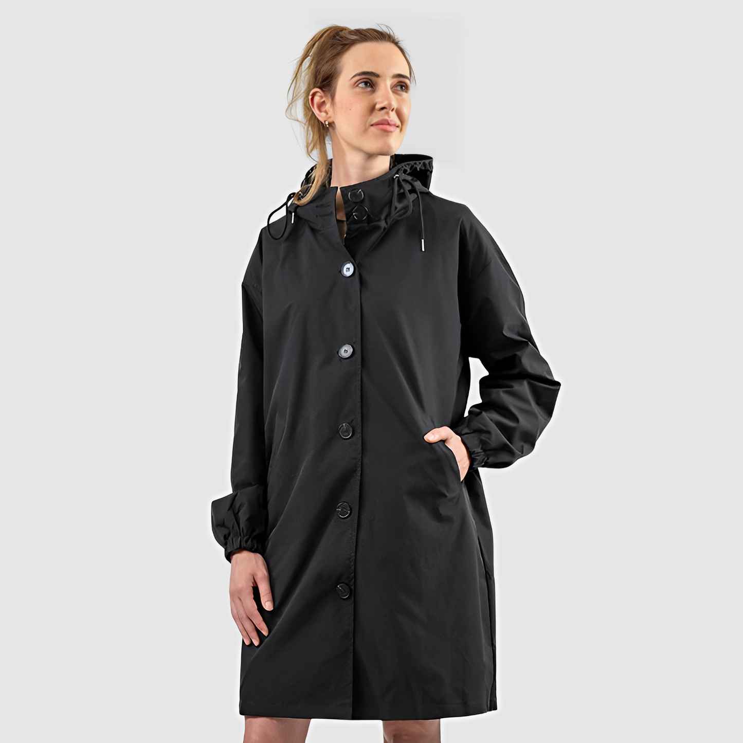 Manteau de pluie turquoise femme à capuche