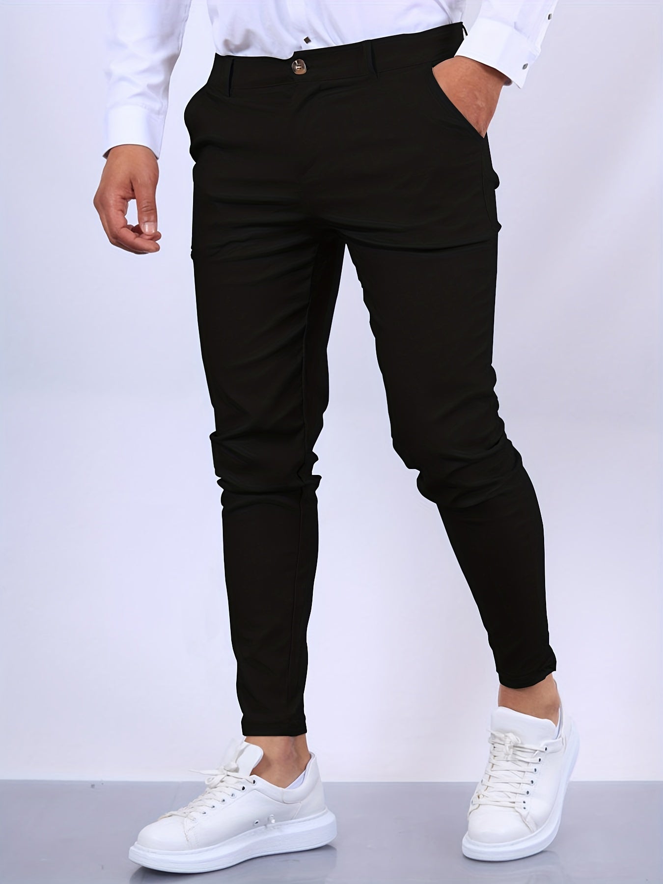Pantalon Homme Élégant Taille Fine pour Travail et Soirée