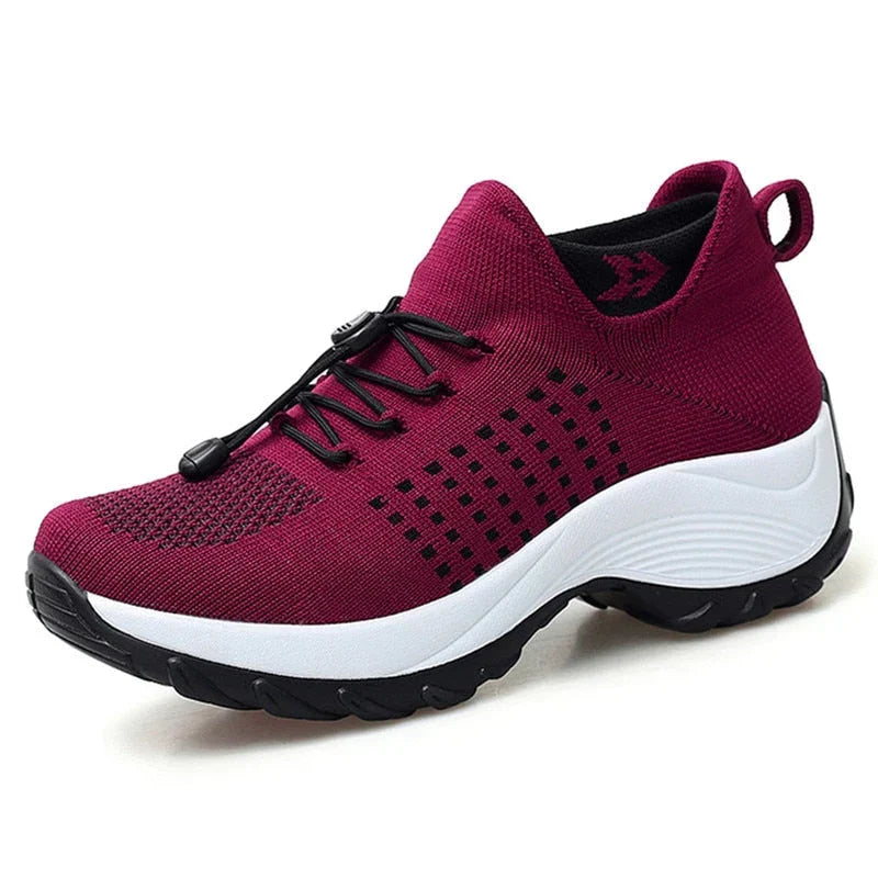 Chaussures running féminines bleues à lacets