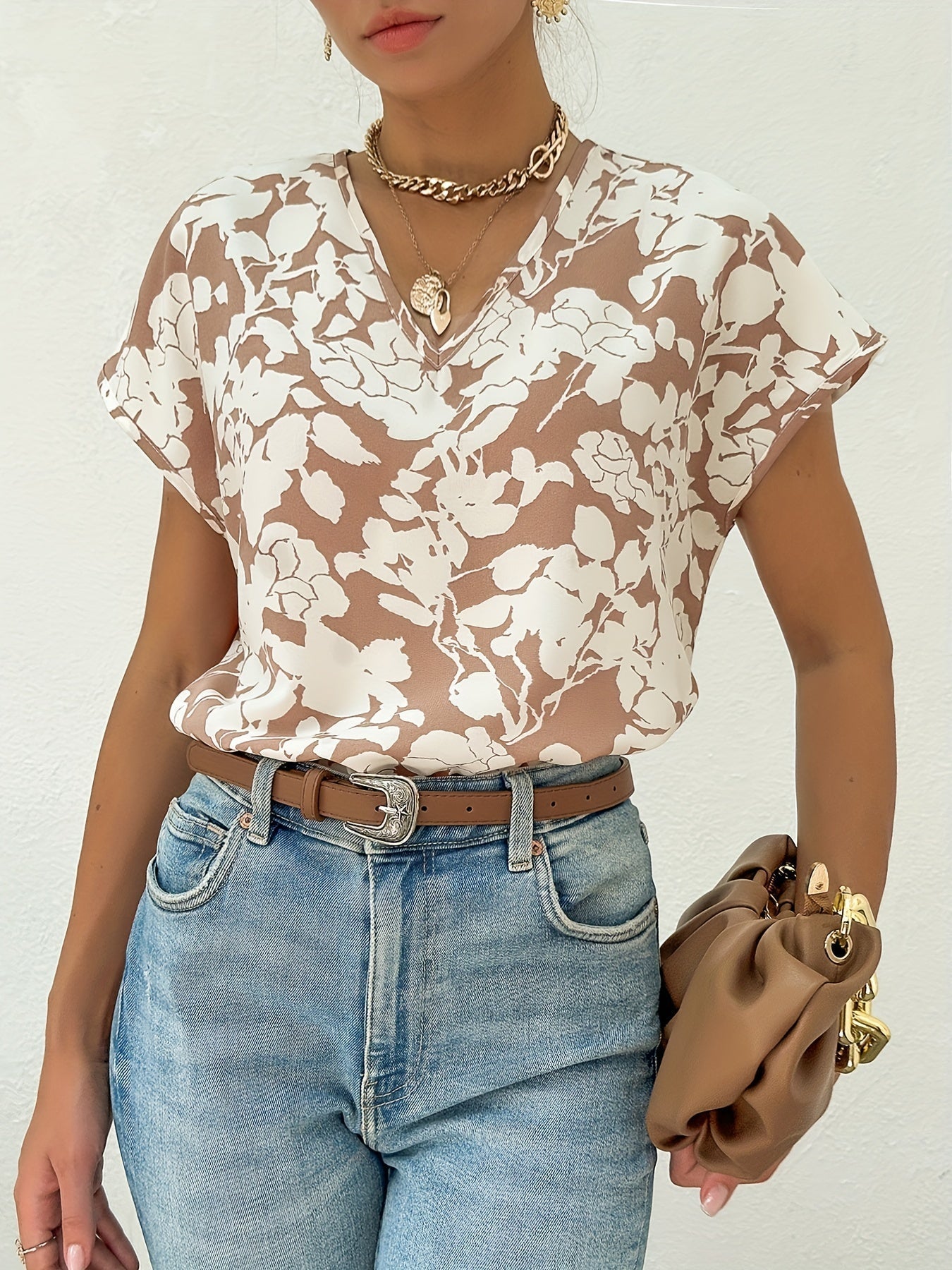 Blouse Été Fleurs Décontractée pour Femme
