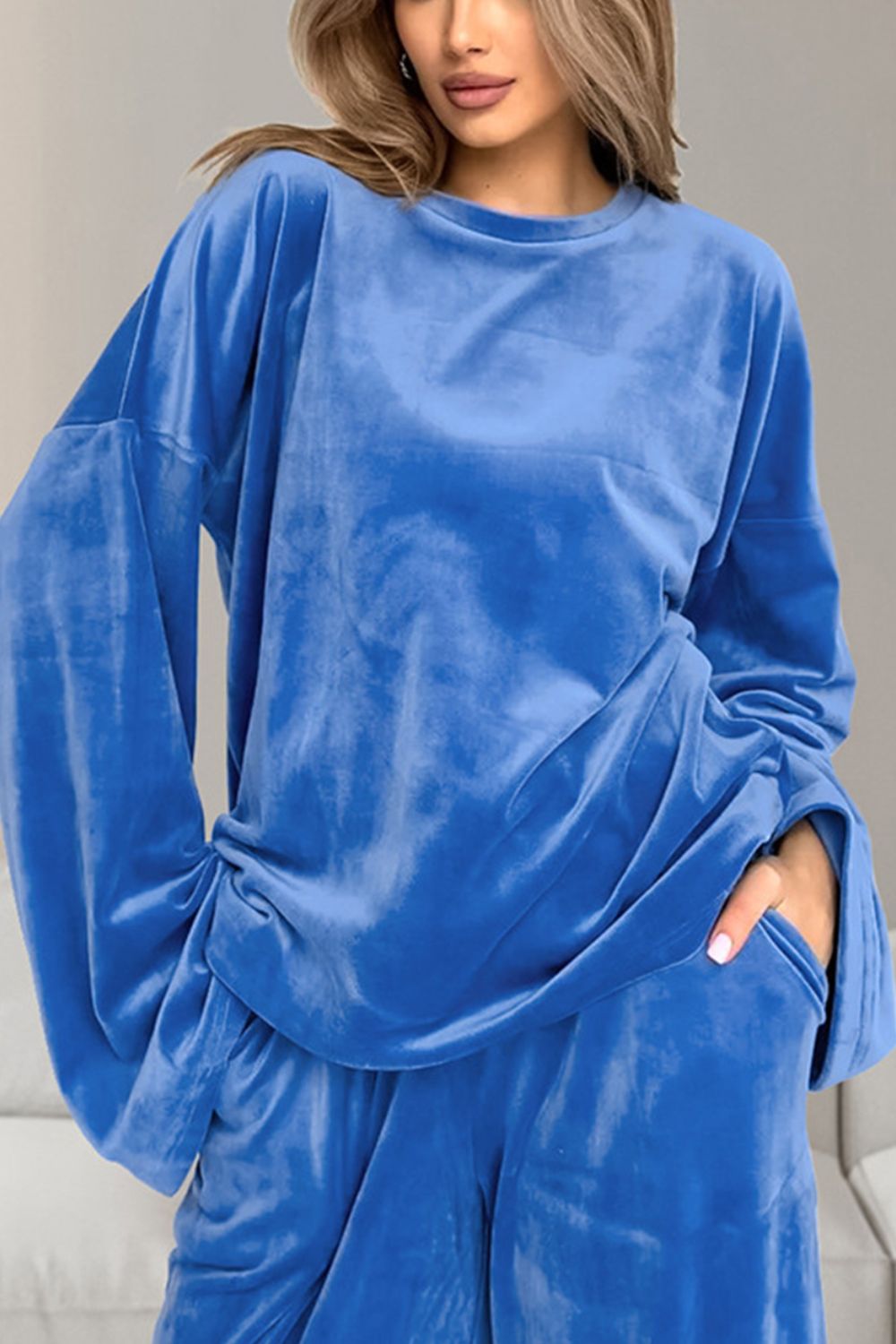 Tenue Femme Confortable Haut Manches Longues Pantalon Élastique