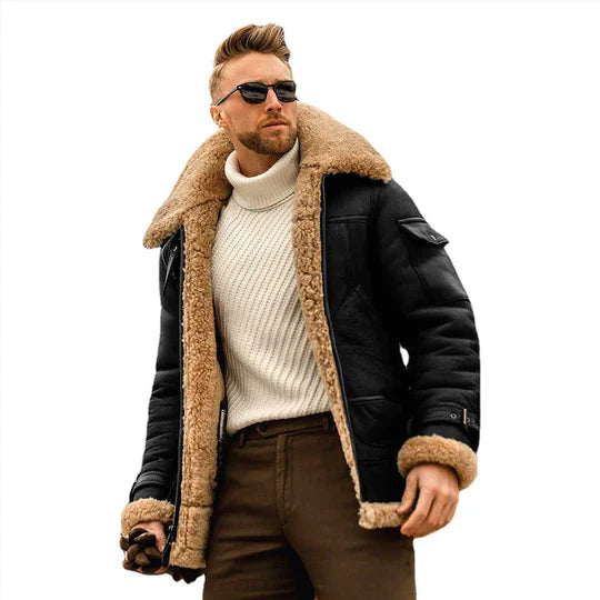Veste Cuir Homme Hiver – Élégante et Chaude avec Doublure Fourrée
