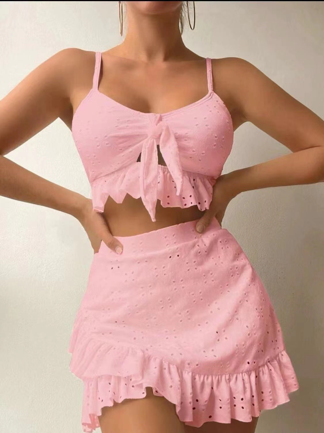 Maillot de Bain Élégant 3 Pièces pour Femme - Bikini Fashion avec Dentelle et Haut de Bain