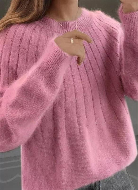 Pull Femme Laine Douce Marine Manches Longues