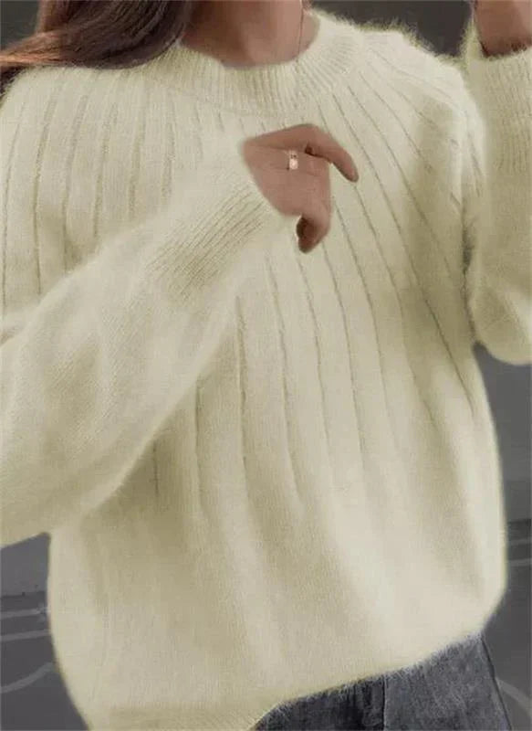 Pull Femme Laine Douce Marine Manches Longues