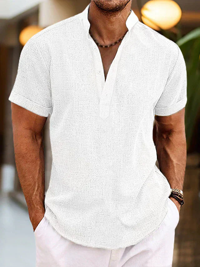 Chemise Homme Coton Style Décontracté Rose Vif
