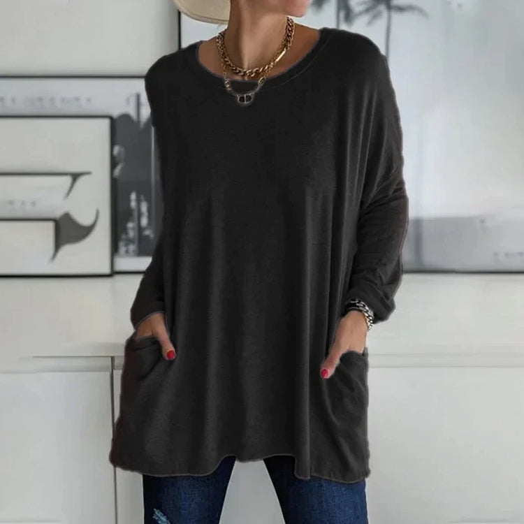Pull Femme Chaud en Laine avec Manches Longues et Poches