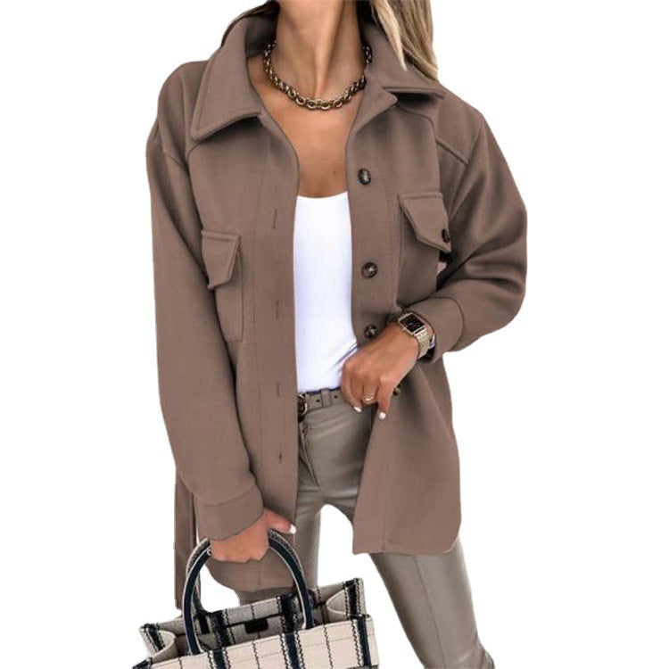 Veste Femme Chic Col Revers avec Boutons Cachet