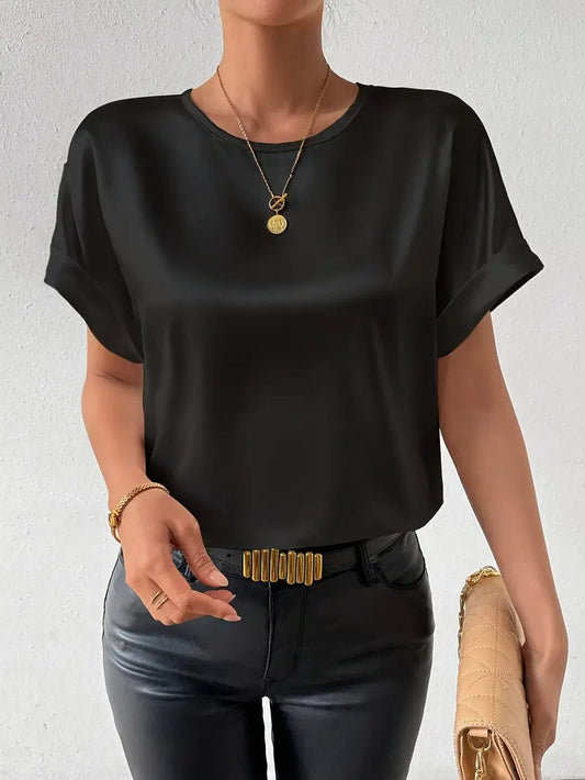 Valkirra - T-shirt satiné Casual Manches Courtes - LuxeStyle