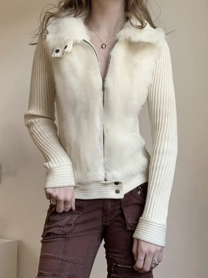 Gilet Élégant Col Fourrure Artificielle pour Femme Hiver - LuxeStyle
